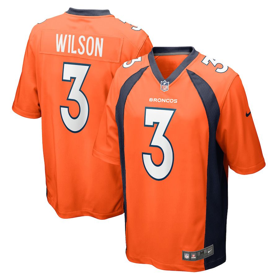 Men Denver Broncos #3 Russell Wilson Nike Orange Game NFL Jersey